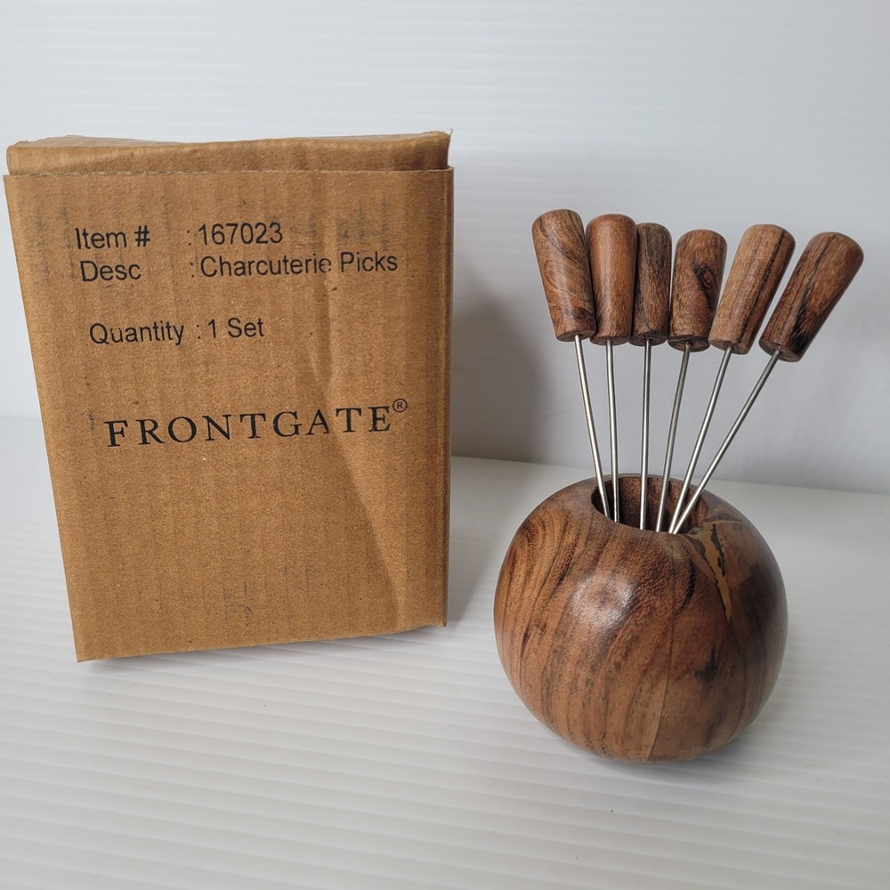 Frontgate‎ Hors D'Oeuvre Charcuterie Board Picks Set w/ Holder NEW Old Stock